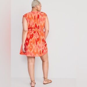 Waist-Defined Sleeveless Tie-Shoulder Smocked Mesh Mini Dress